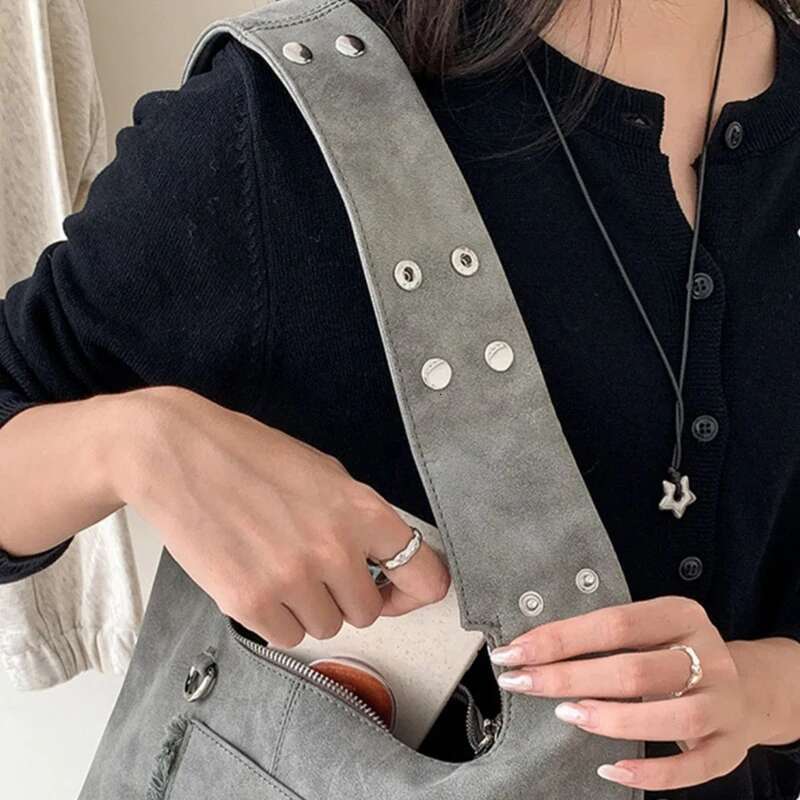 Faux Suede Small Hobos Bags For Women Designer Handbag And Purses New In Vintage Button Underarm Shoulder Bag
