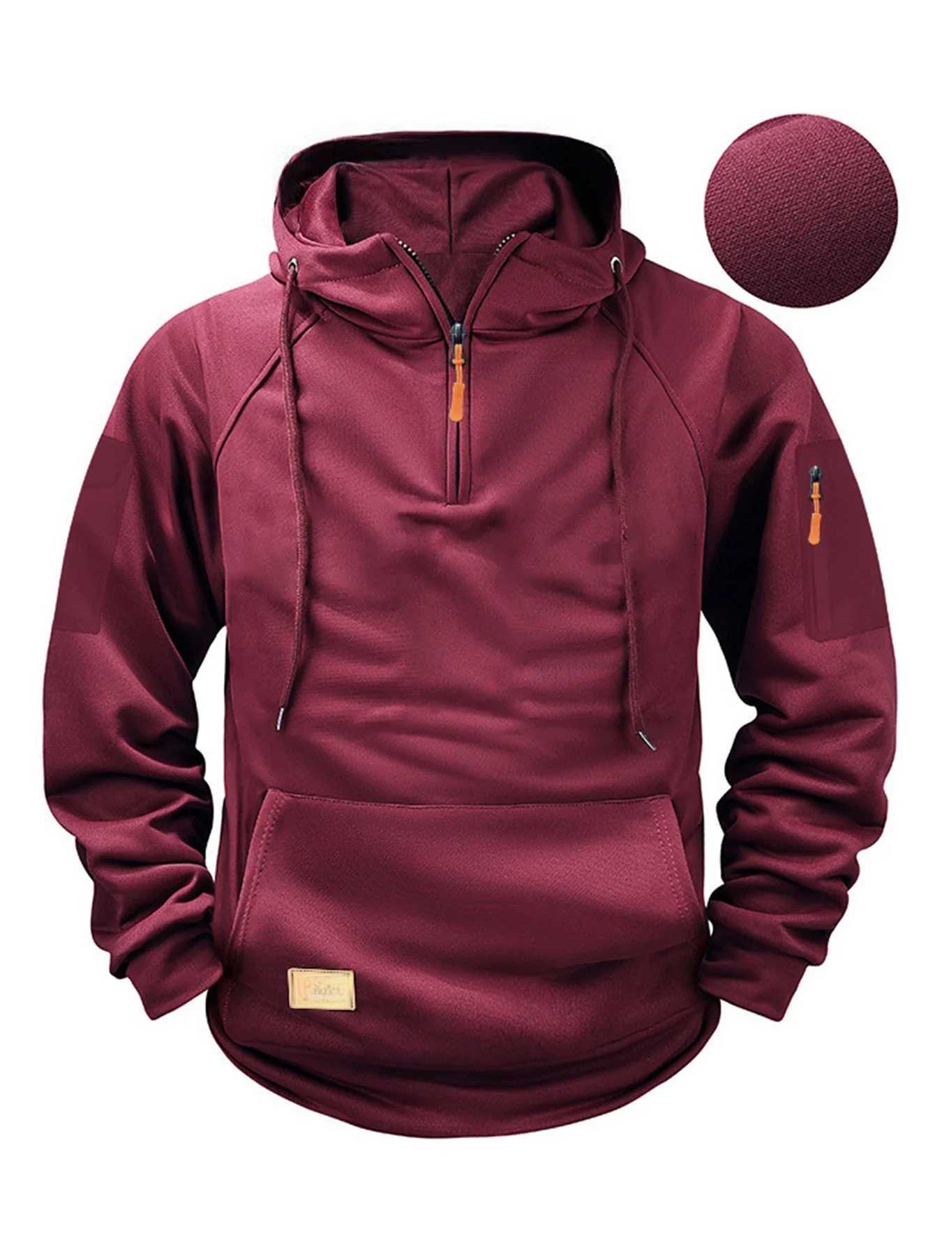 Mens Fashion Casual Sports Hoodie Autumn Winter Pullover Hooded Sweatshirt Multi Zipper Arm Pocket New Sportswear for Men W251106