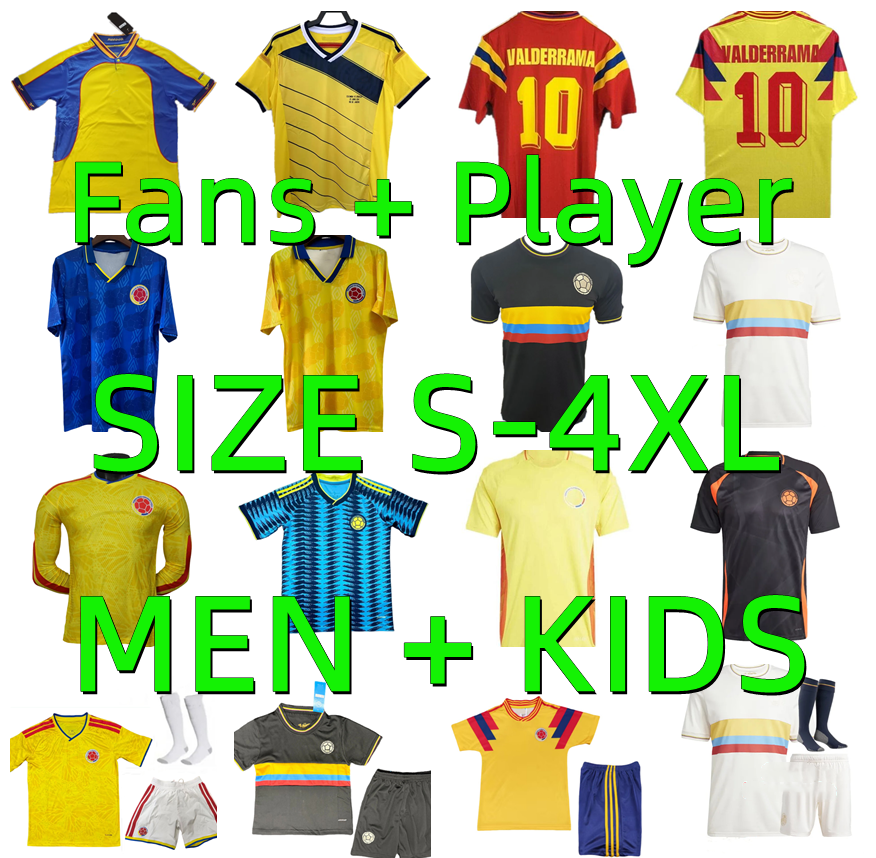 1990 2001 Colombia VALDERRAMA Retro Soccer Jerseys 2025 2026 Player version men kids 2024 JAMES Richard Rios LUIS DIAZ Football Shirt Classic Uniforms 23 24 25 26