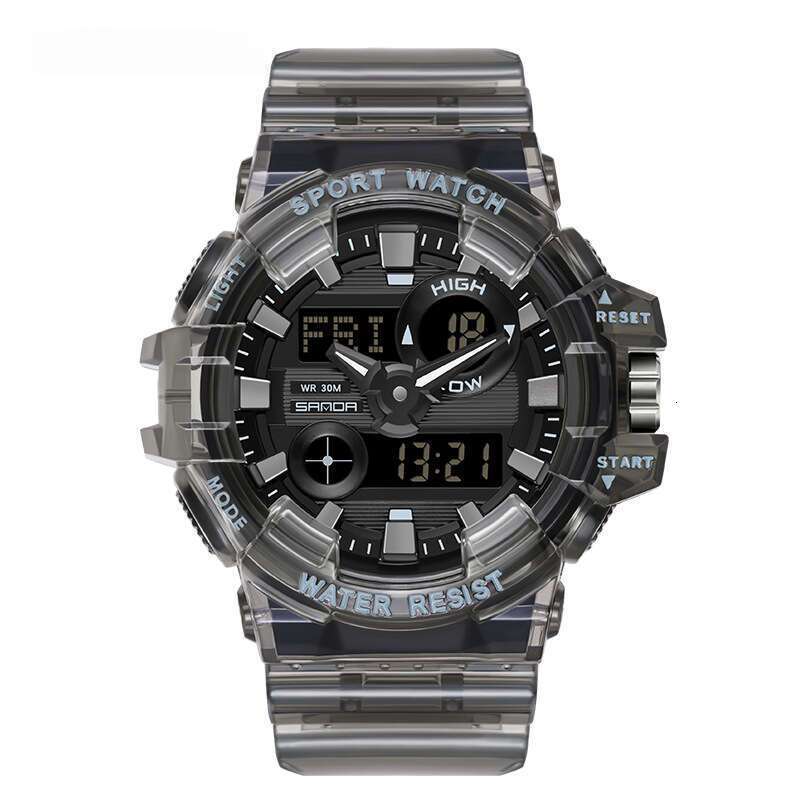 DHwatches Sanda Brand Trendy Fashion Student Electronic Waterproof Multifunctional Luminous Personality Transparent Strap Sports Watch