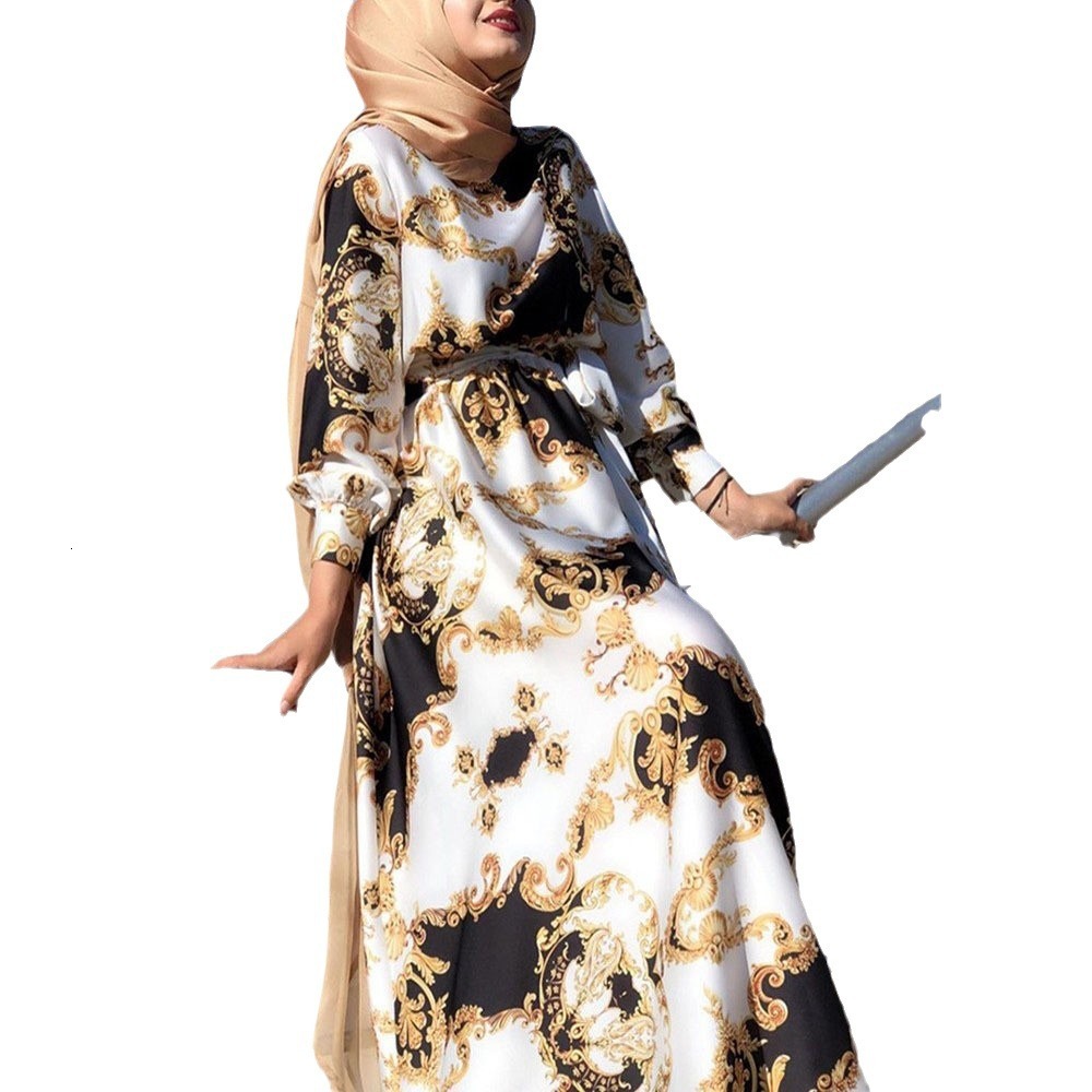 2025 Spring New Muslin Womens Digital Printed Strap Fashion Slimming Dress