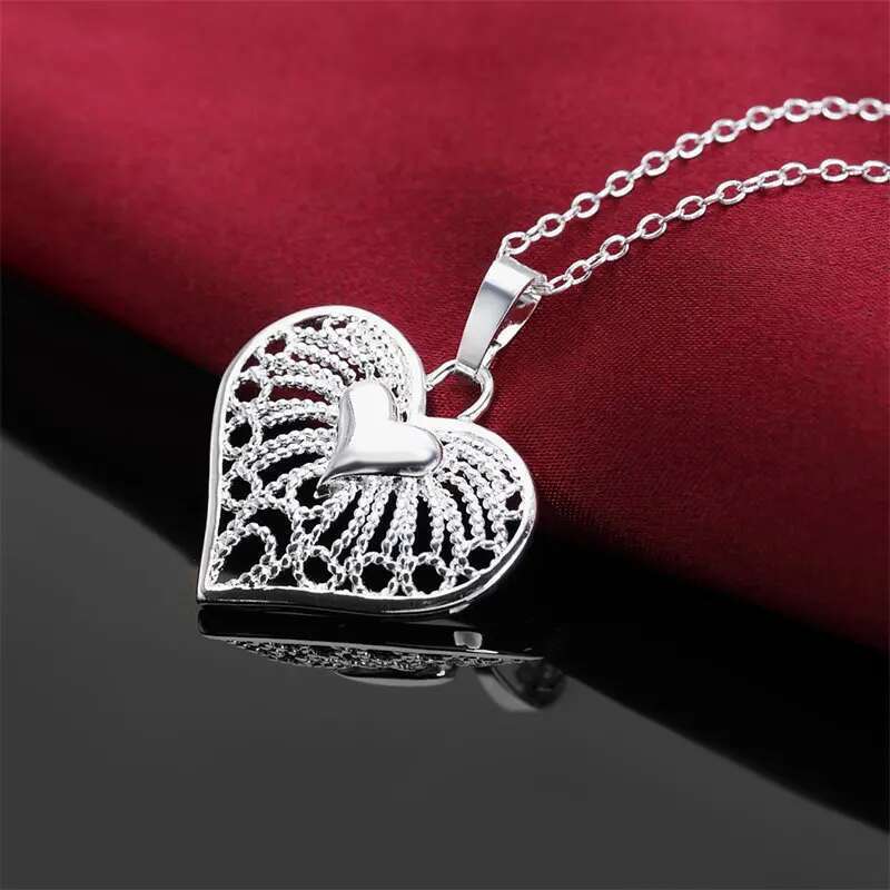 Fashion Sterg Sier 18-24 Inches Fine 25MM Heart Necklace For Charm Women Wedding Party Favors Jewelry Accessories