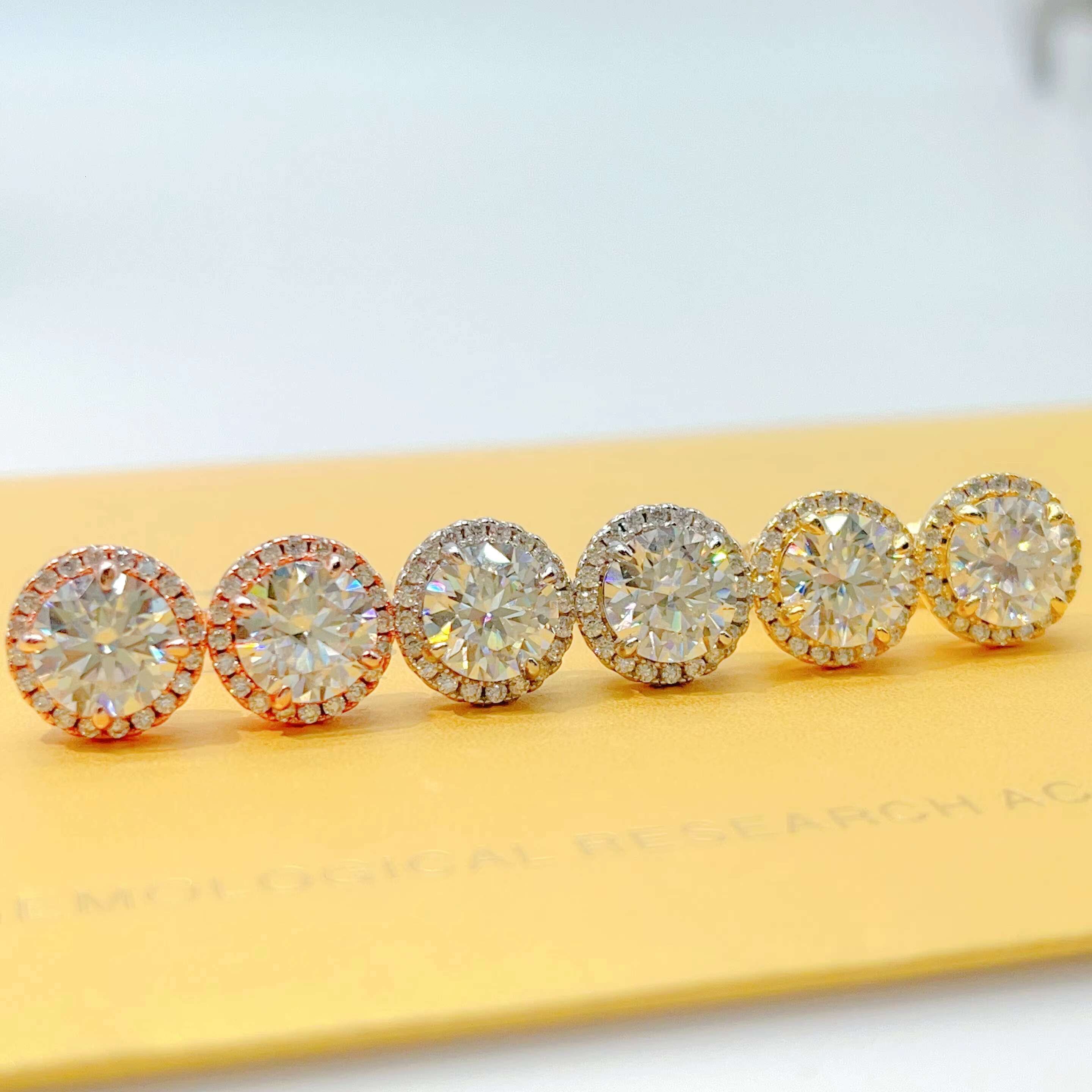 Pass Diamond Tester Fine Jewelry 925 Sterling Silver Vvs Moissanite Stud Earrings