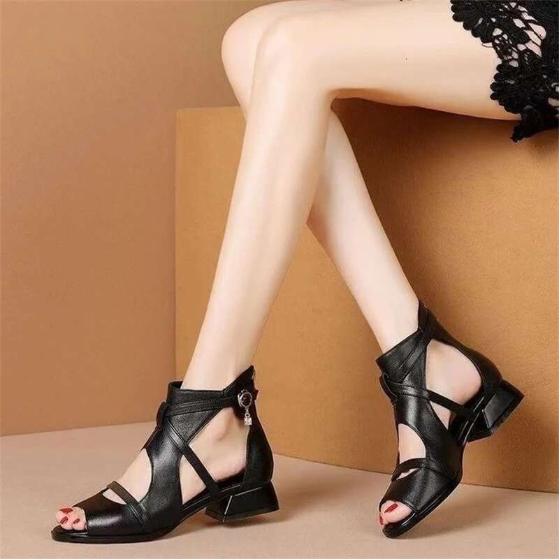 2025 Summer New Women's Lace up Beach Designer Fashion Zipper Flat Shoes Women's Wedge Sandals