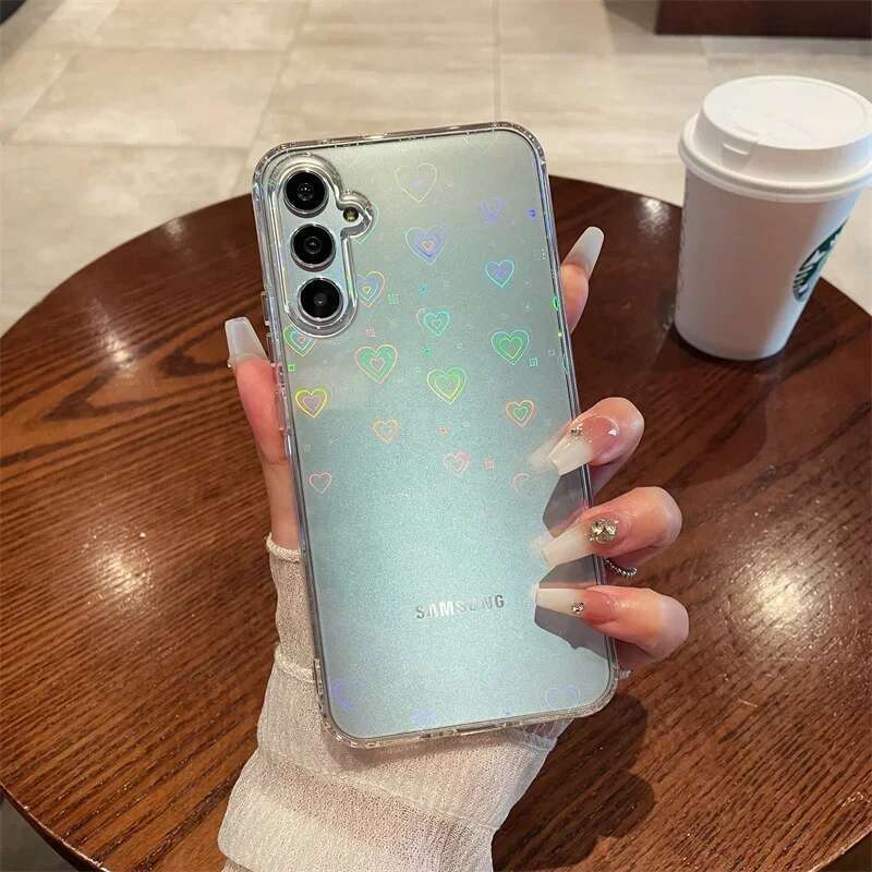 Glitter Love Heart Case For Samsung Galaxy A55 A15 A35 A54 A53 A52 A34 A14 A16 A06 S25 S24 S23 FE S22 Plus Ultra Cover