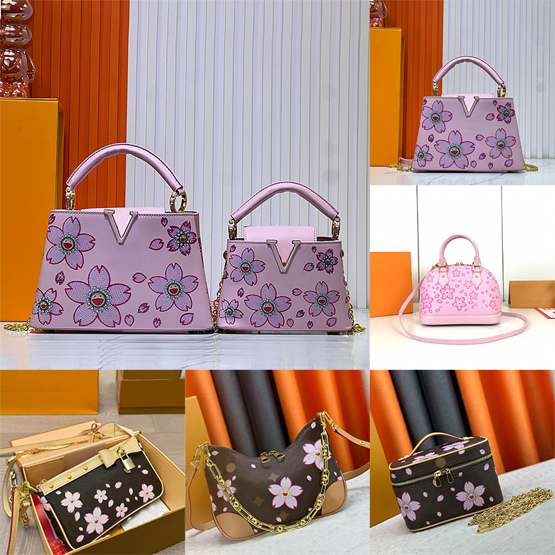 designer bags shoulder bag leather TM rainbow handbag canvas murakami women colorful bag fashion vintage cherry lady clutch tote woman bag purse wallet