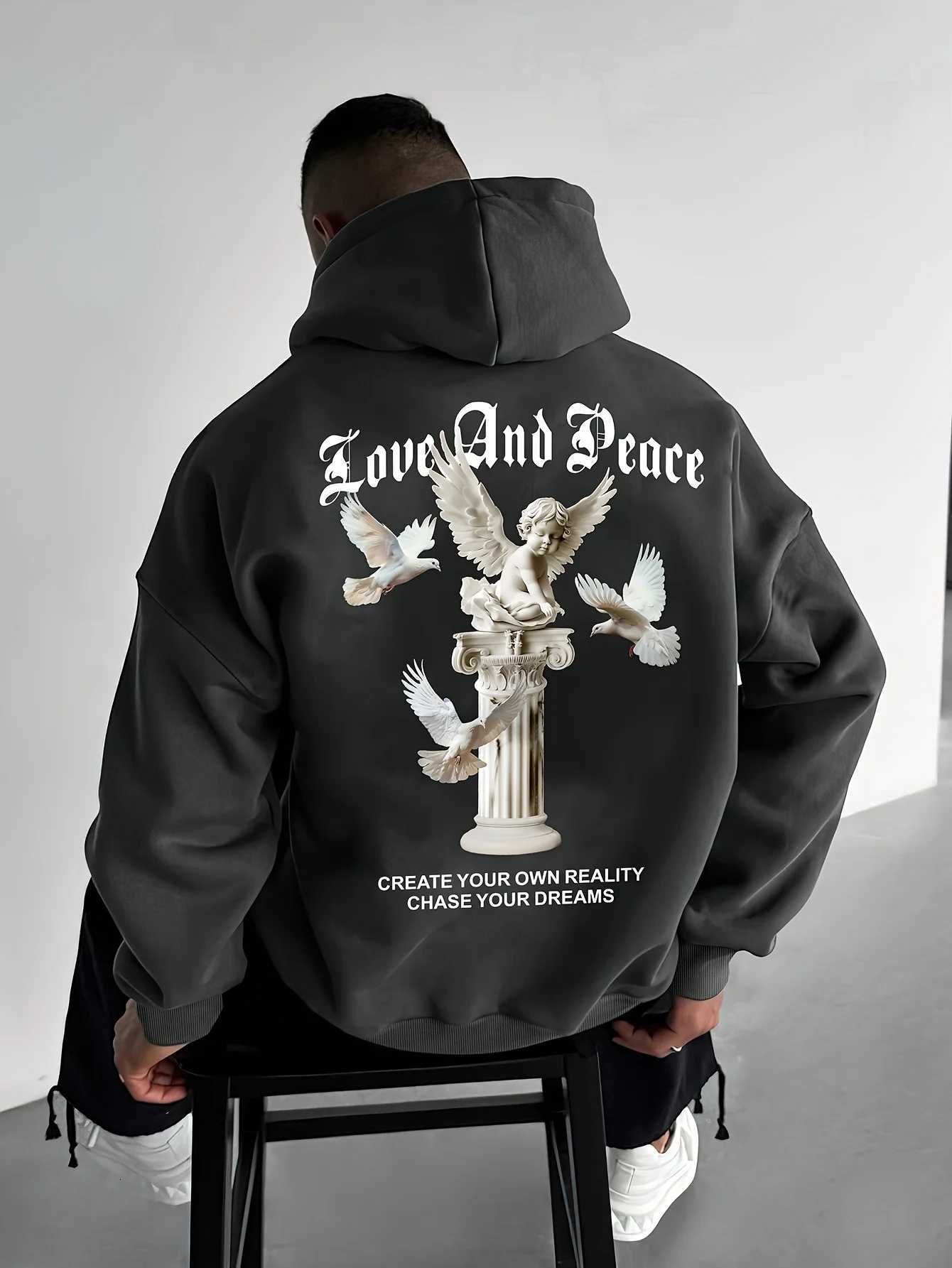 2025 New Trendy Long Sleeve Mens Angel Printed Casual Street Hoodie Autumn/Winter Clothing W251106