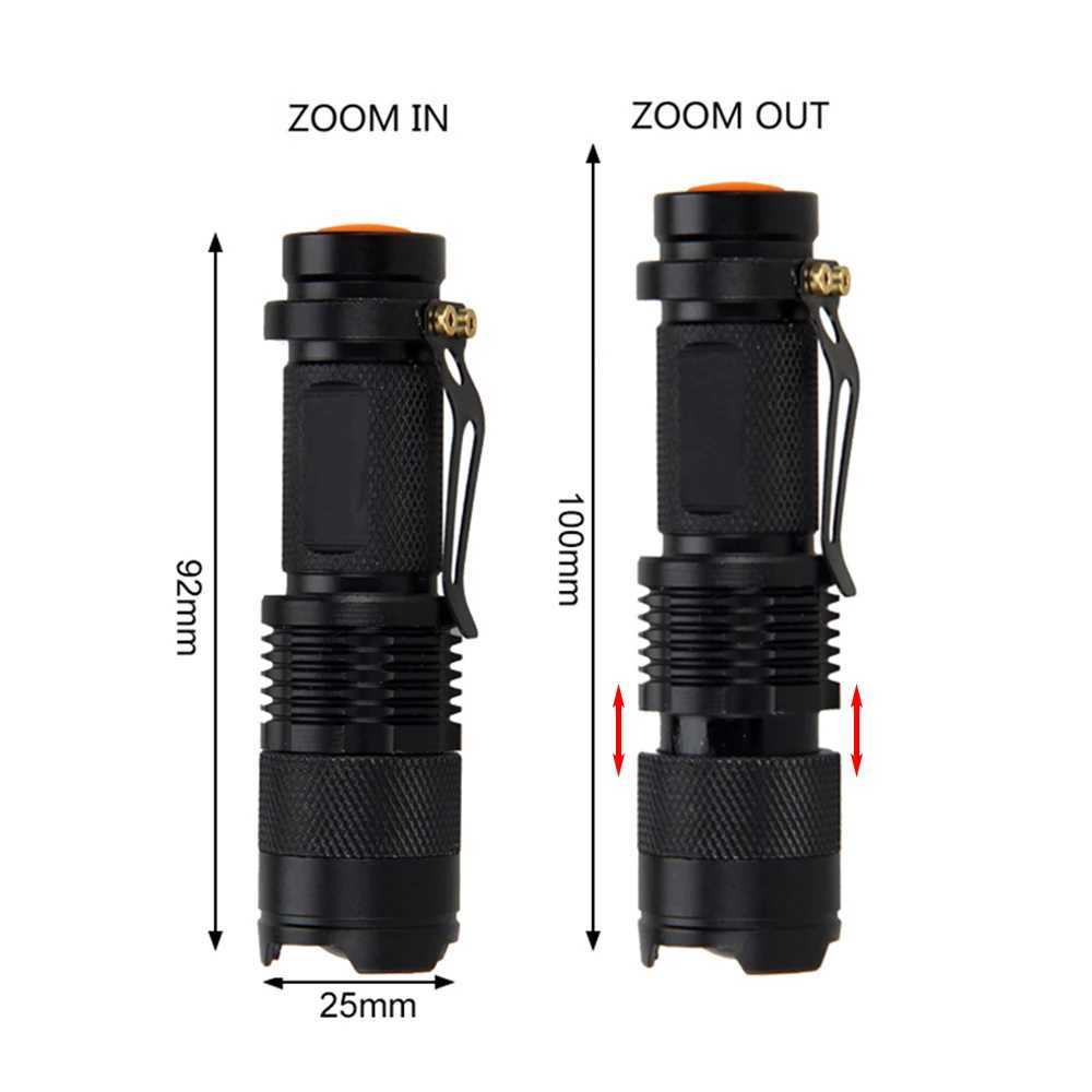 Mini SK68 Zoomable Flashlight Green/Red/365NM XPE LED Waterproof Torch Lamp AA/14500 Powered Clip Pen Light Lamp 3 Modes LanternW251106