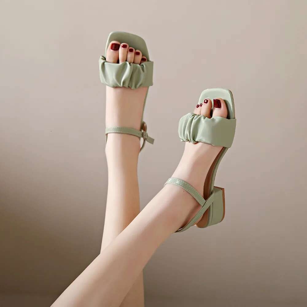 2025 Summer New Women's Designer Fashion Sandals Lace up Square Toe Dress Shoes