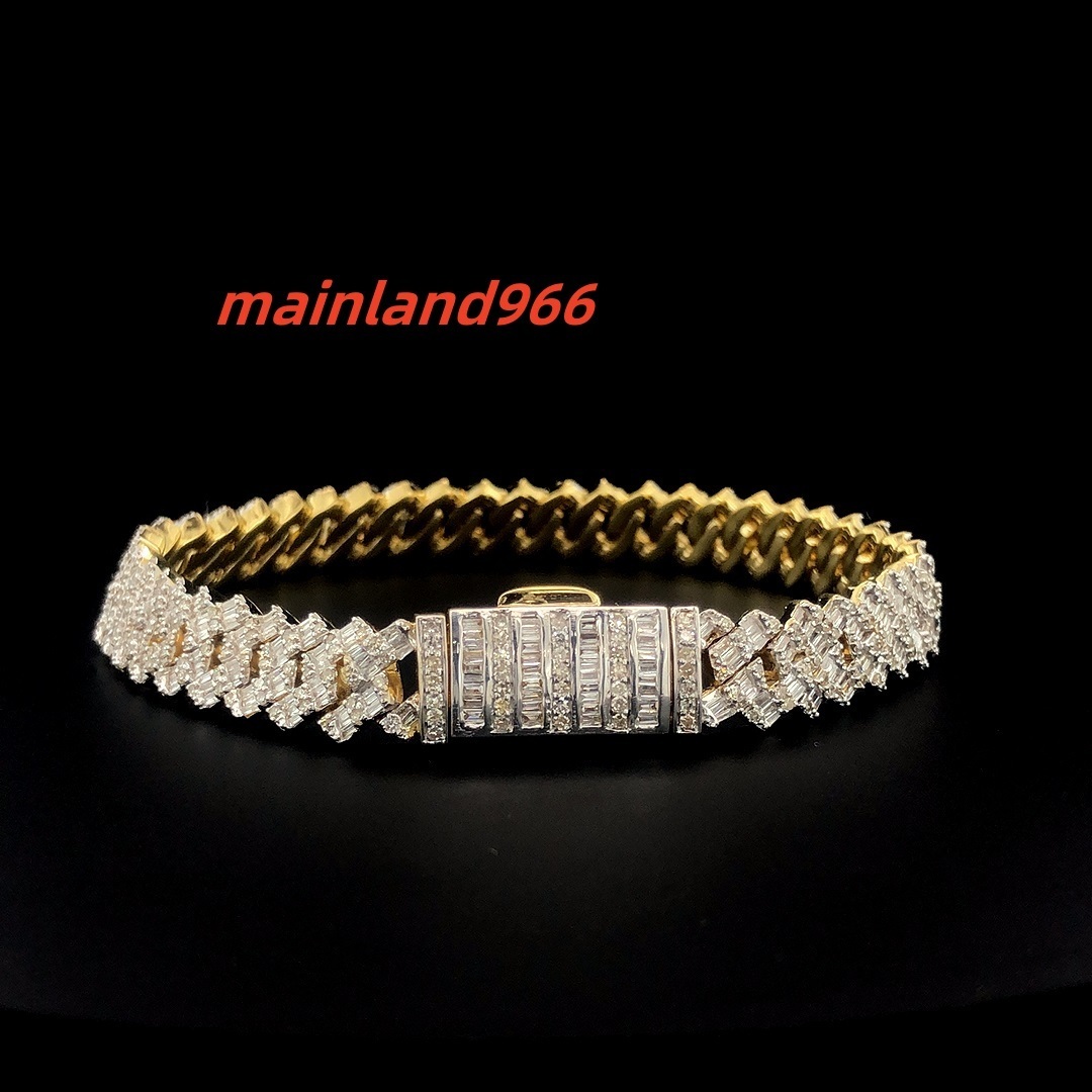 Rapper Jewelry Iced Out Cross Design Moissanite Cuban Chain Bracelet 6mm Hip Hop Bracelet 925 Silver Cuban Link Bracelet