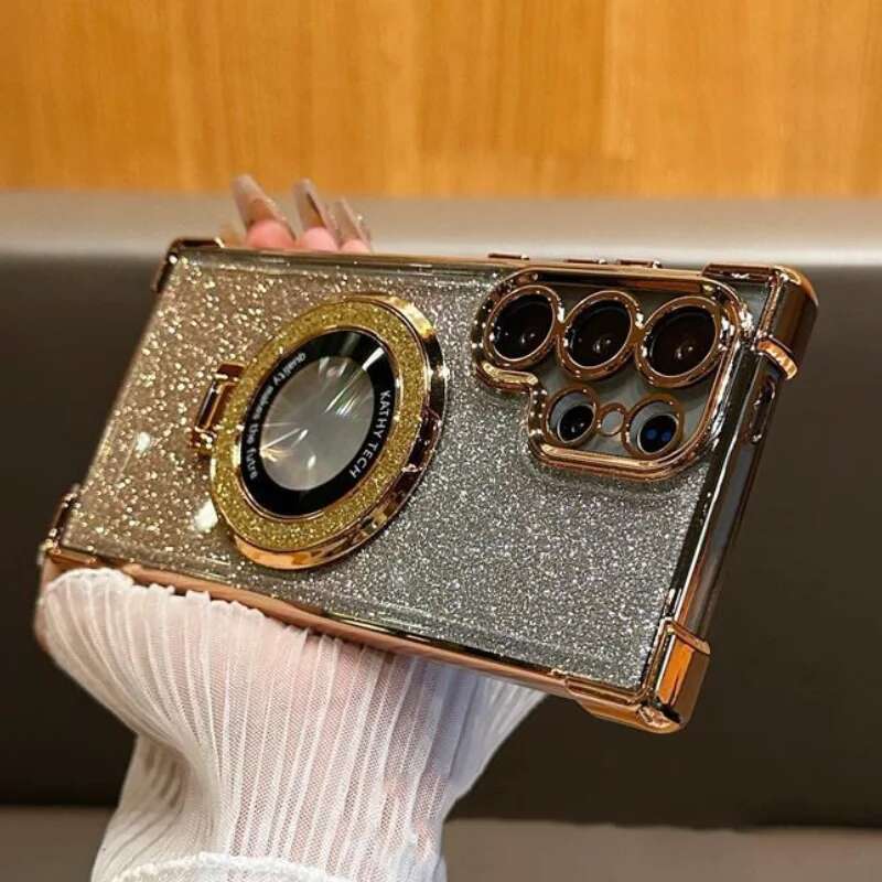 Magsafe Holde Glitter Case for Samsung Galaxy A24 A55 5G A53 A54 S24 Ultra S23 FE S22 S21 S20 Plus Shockproof Clear Cover