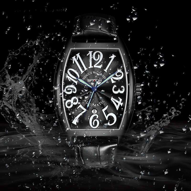 DHwatches Sanda New Mechanical Calendar Digital Fashion Versatile 7021 Leather Strap Fluorescent Men's Watch
