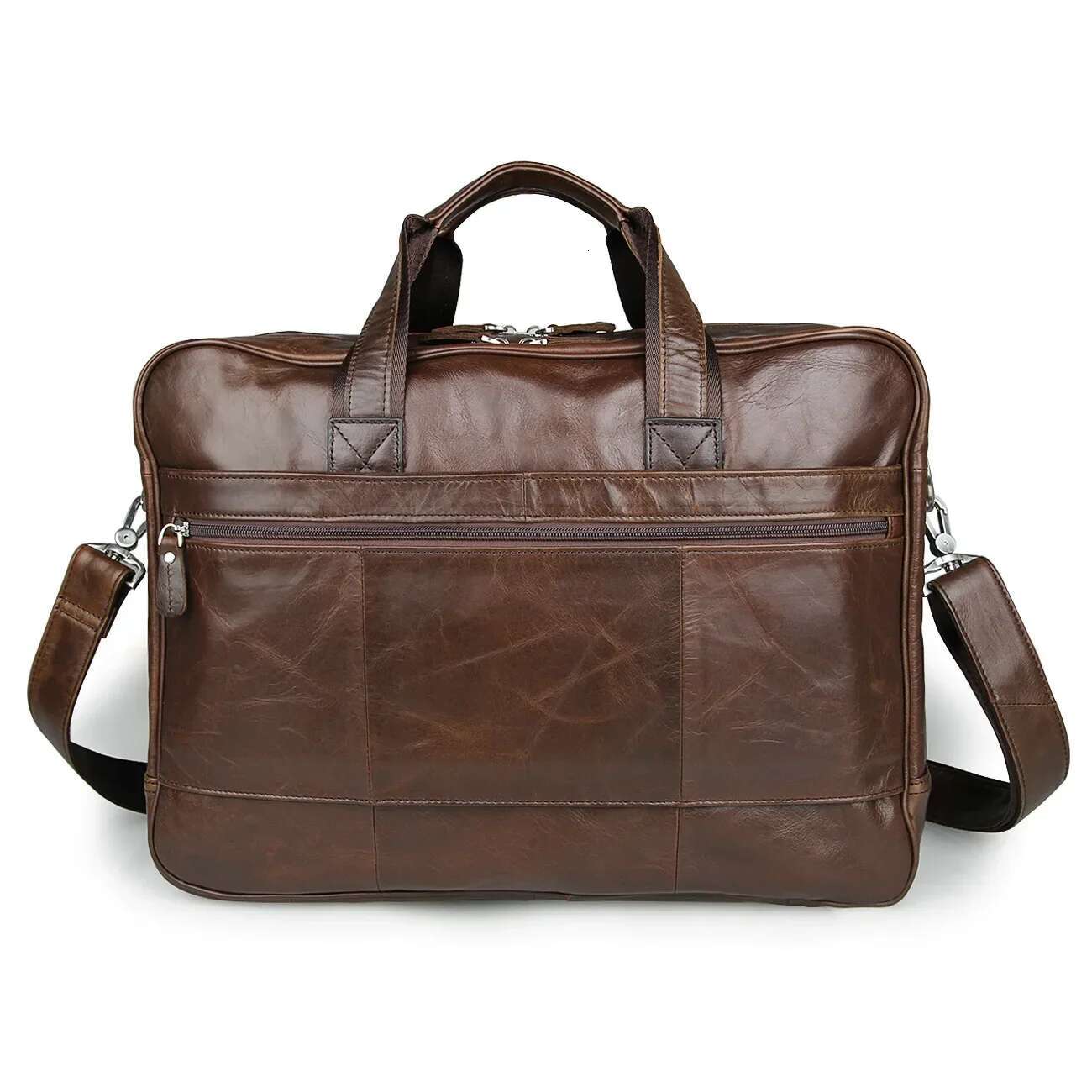 Business Men Big Briefcase Genuine 17 Inch Laptop Shoulder Bag Real Cow Leather Office Handbags Male Document Tote