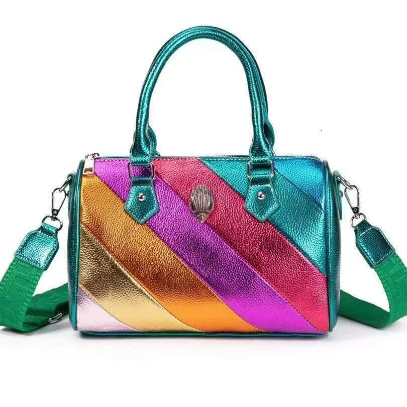 Rainbow Striped Pillow 2025 New Niche Design Women's PU Leather One-Shoulder Crossbody Bag Commuter Vintage Handbag
