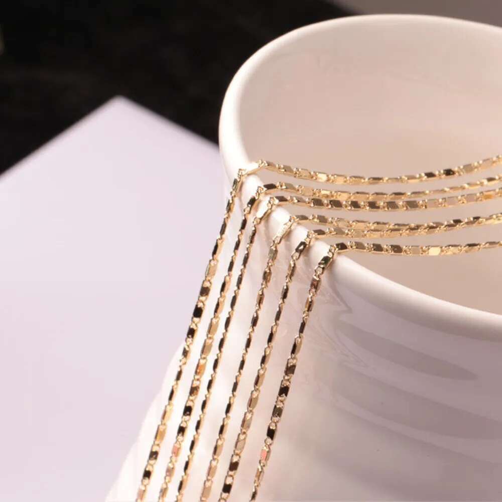 40-75cm gold Sterg sier charm 2MM flat chain Necklaces for Women Men Fashion Party Wedding Jewelry