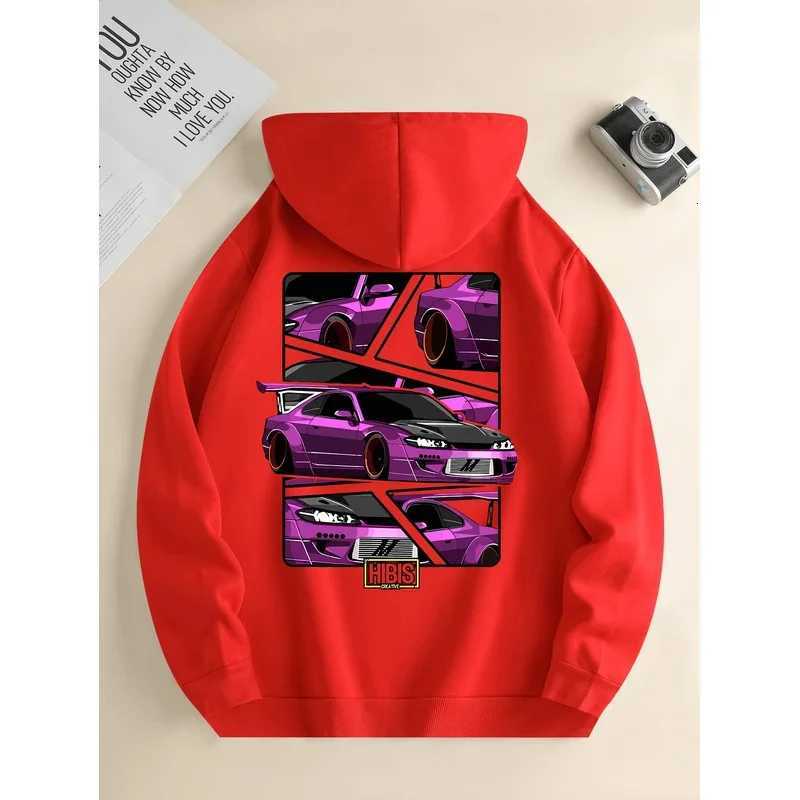 Mens new fashion hoodie casual daily drawstring hooded sweatshirt car print front kangaroo pocket mens jacket W251106