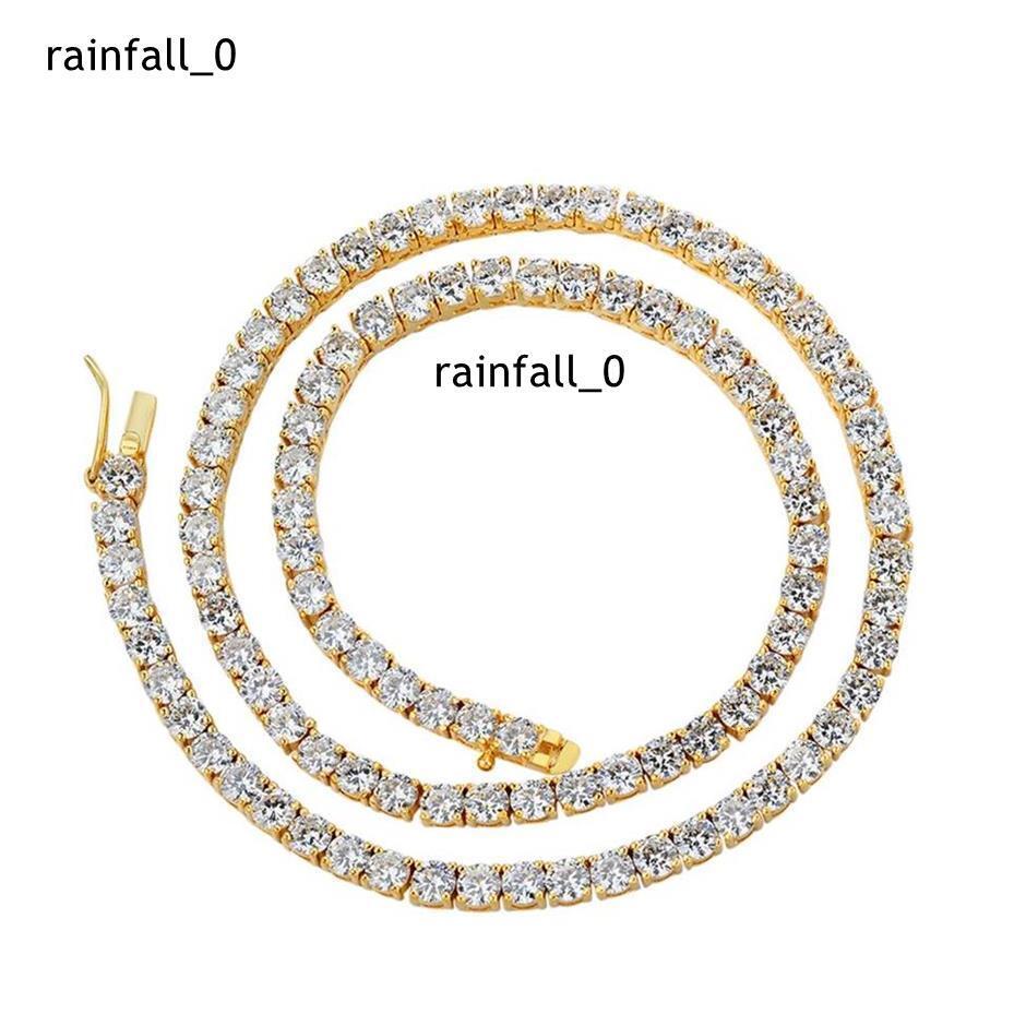Wholesale 925 Sterling Silver Tennis Chain Necklace with 2MM-5MM Gold Plated Iced VVS Moissanite Diamonds in Hip Hop Style