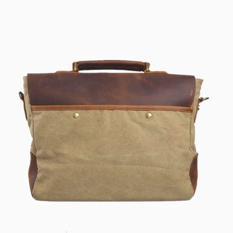 Vintage Waxed Canvas Male Messenger Oiled Leather Business Bag Large Capacity School Laptop Crossbody Bags For Men