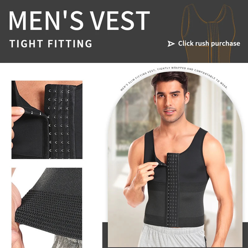 BeInShape Men Slimming Body Shaper Waist Trainer Vest Tummy Control Shapewear Compression Shirts Abdomen Slim Corset Underwear 251030