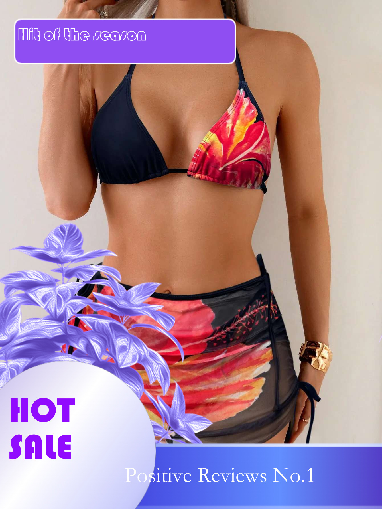 Dongdumaoyi Sexy Black Floral Print Bikini Set Women Drawstring Pleate Mesh Skirt Piece Swimsuit Summer Bathing Suit Holiday Swimwear