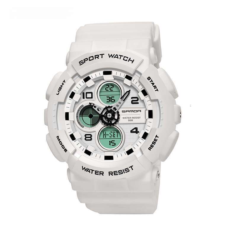 DHwatches Sanda Dual Movement Electronic Outdoor Casual Sports Waterproof Watch Multifunctional Trendy Cool Youth Wristwatch