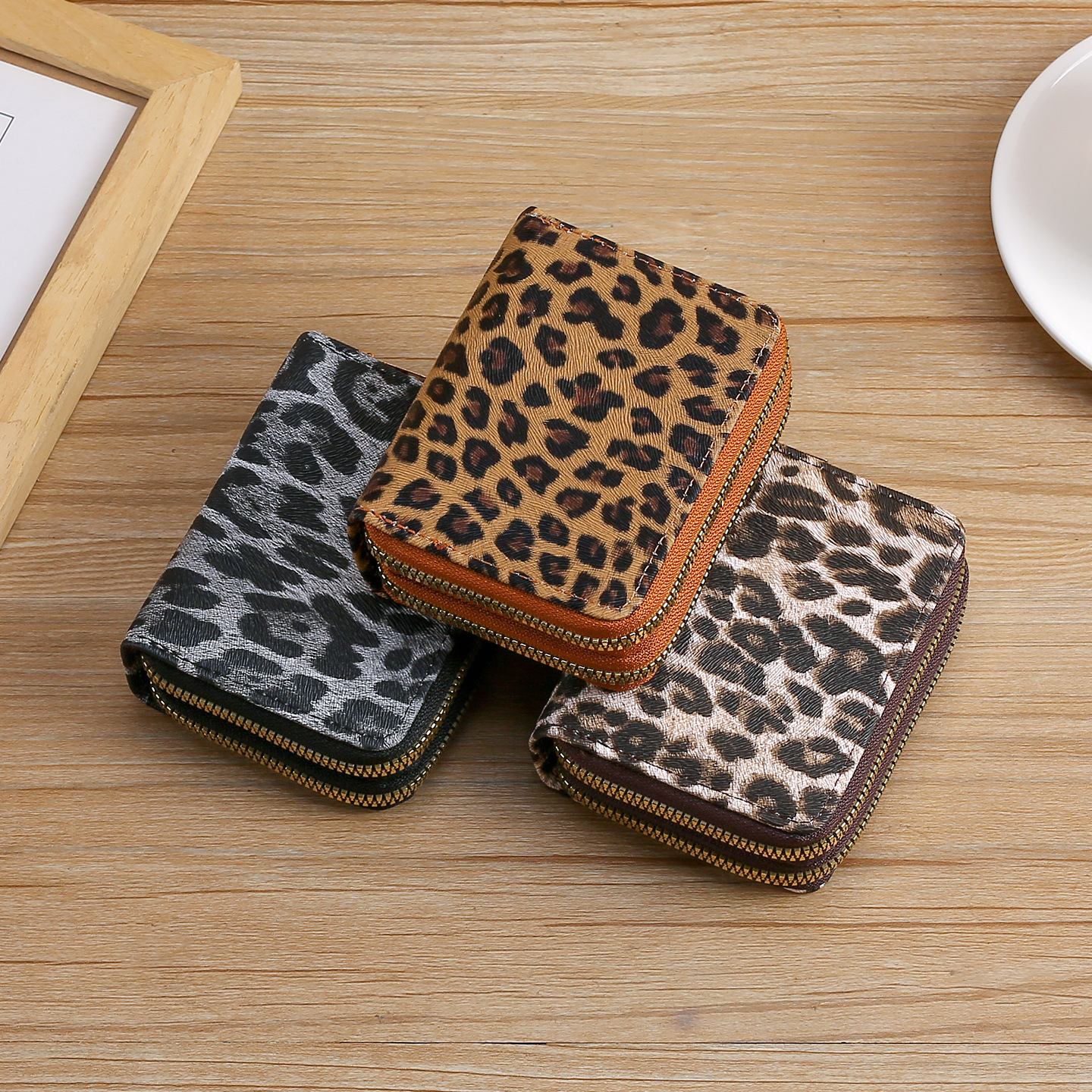 Leopard Print Short Womens Coin Purse High-End Multifunctional Coin Organizer Double Zipper Card Holder 250903