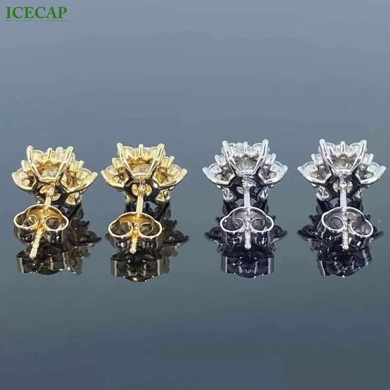 Wholesale Classic Diamond Earings Iced Out 1CT 2CT Moissanite Ear-stud 925 Silver Men Women Hiphop Fashion Earring Jewelry