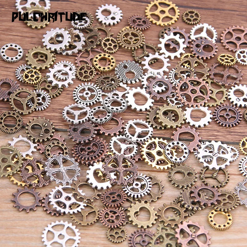 60 pieces of 10 color small 815mm mixed alloy mechanical steam punk gears and gear Diy accessories 250325