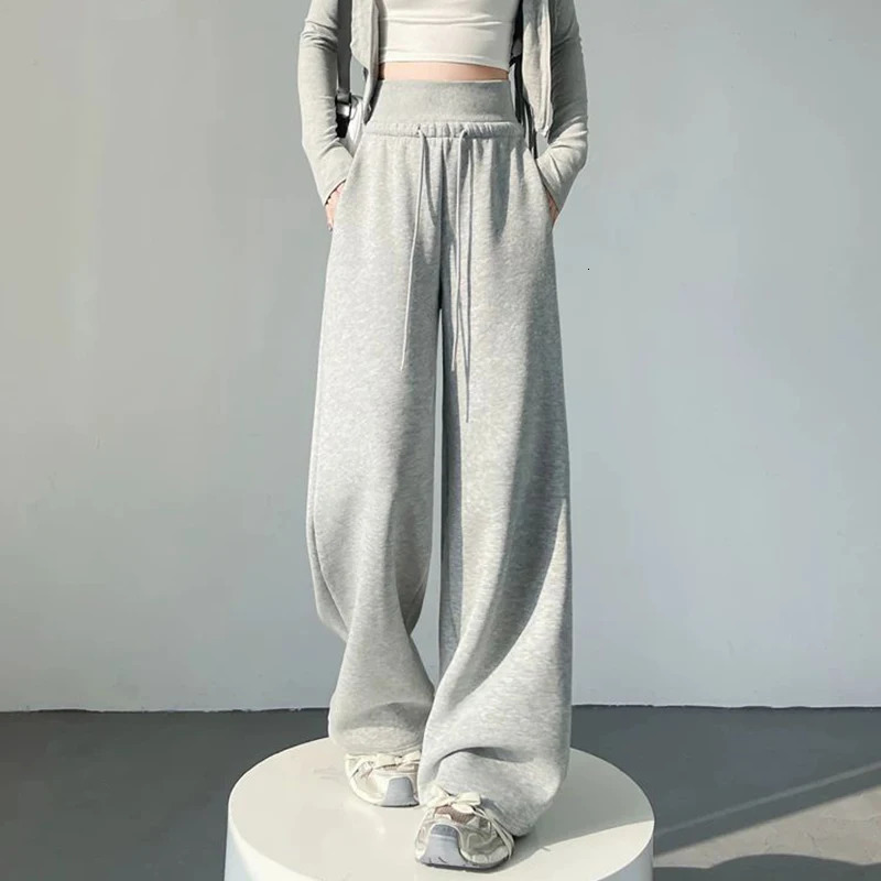 Women Classic Fashion Straight Leg Daily Pants Female Korean High Waist Slim Fit Trousers Lady Baggy Casual Sweatpants Z260314