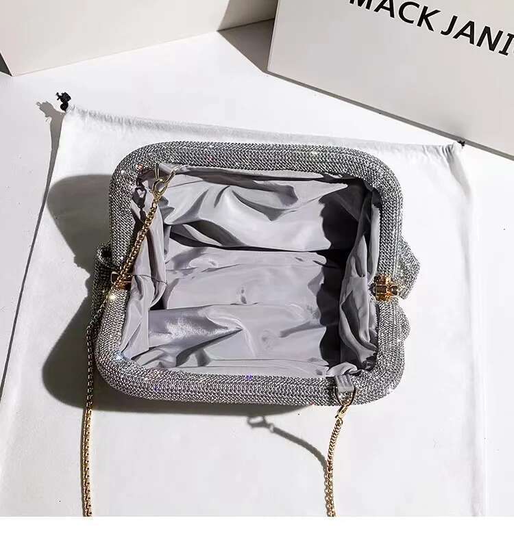 Designer Glitter Shiny Rhies Dia Evening Women's Handbag Wedding Party Clutch Purse Shoulder Crossbody Bag