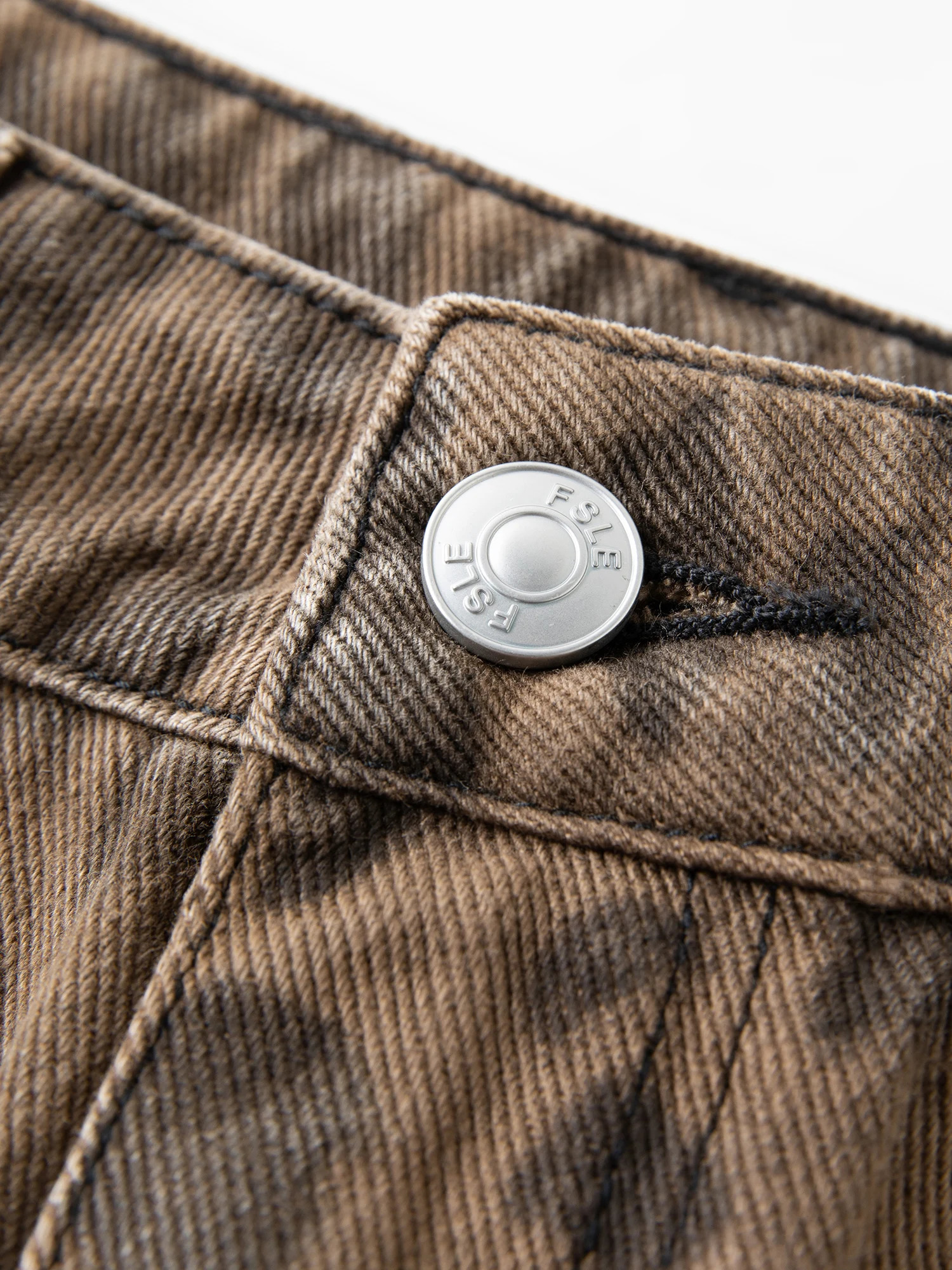 FSLE Womens Jeans Chic Brown Straight Leg Pants Cotton Washed Denim High Waist Tummy Control Slim Fit Casual Trousers Z260313