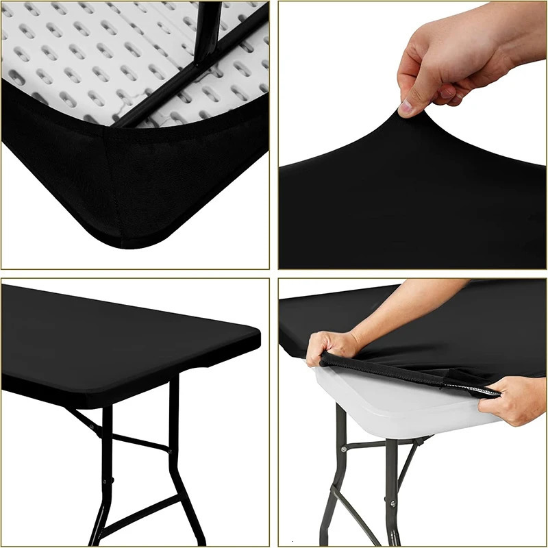 LMETJMA rectangular tablecloth with elastic bonding suitable for 6foot tablecloths washable and foldable polyester JT898 250402