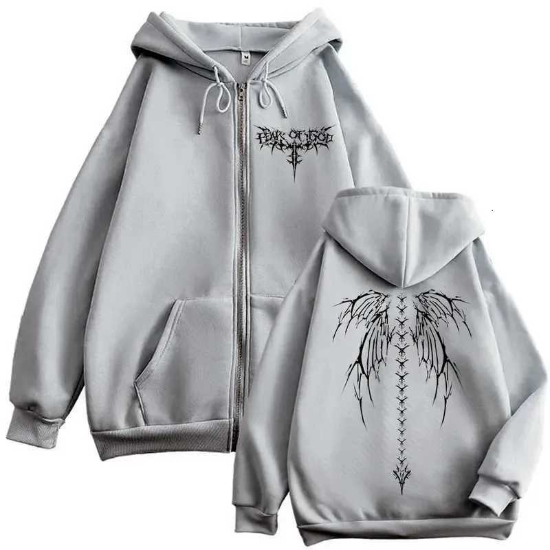 Skeleton Print Zipper Warm Fashion Hooded Sweatshirt Autumn Winter Mens Windproof Loose Jacket W251106