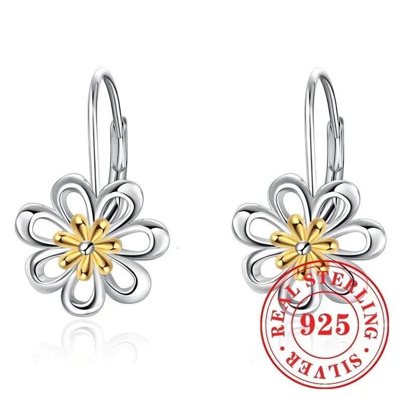 925 pure silver ring earrings female hollow flower n novel fashionable party jewelry 250326