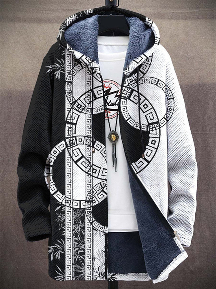 2025 Spring New Mens Medium to Long Digital Printed Coat Hooded Cardigan Coat