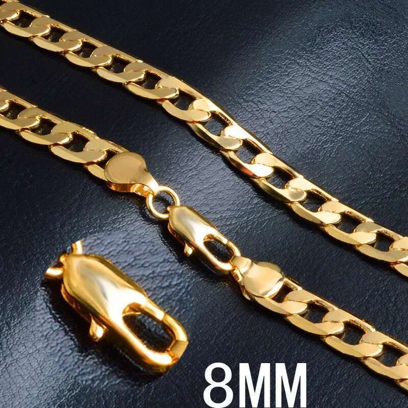 Special offer gold Necklaces Stamp Sier color Classic 8MM sideways chain for Men woman fine Jewelrys Wedding party