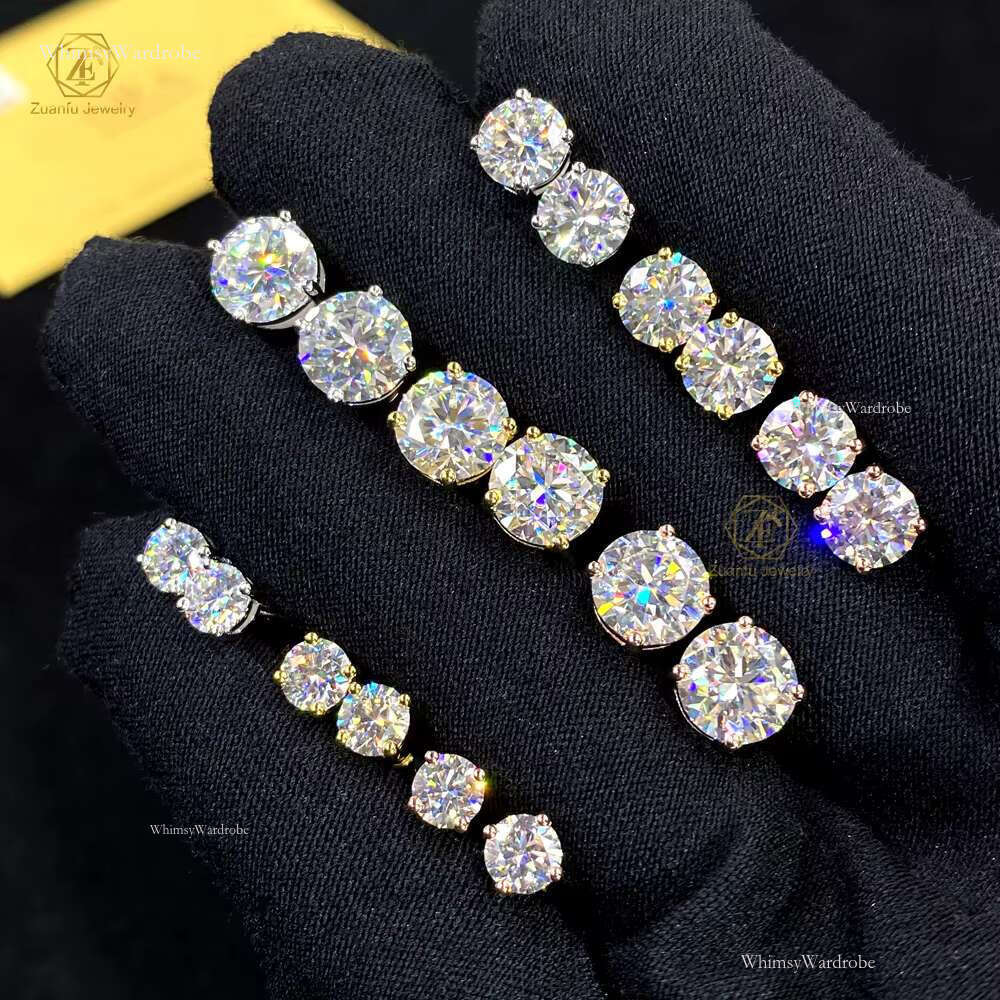 Wholesale Price 1Carat VVS Dia Moissanite Earrings D Color Sterg Sier Studs for Men and Women