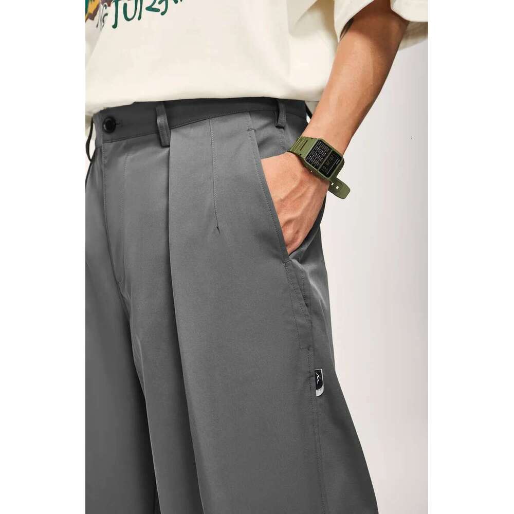 Black Wide Leg Men Loose Fit Suit Pants Male Casual Baggy Trousers Plus Size