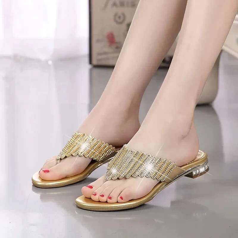 HOVINGE Beach sandals new summer flip p dia flat slippers sweet non slip Bohemian women's shoes