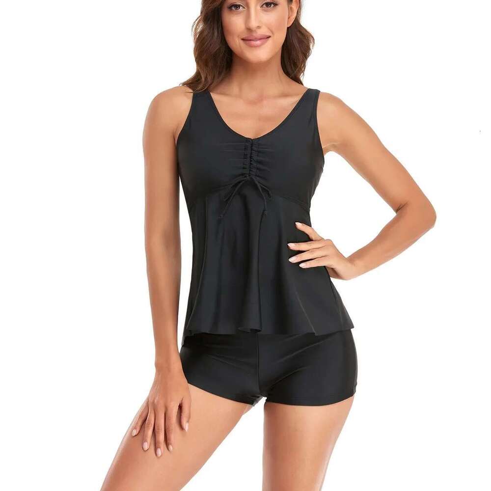 Women Swimsuit 2025 Two Pieces Bikini Sexy Print Tankini V-neck Suspenders Backless Bathing Suit Pants Summer Beachwear Swimwear