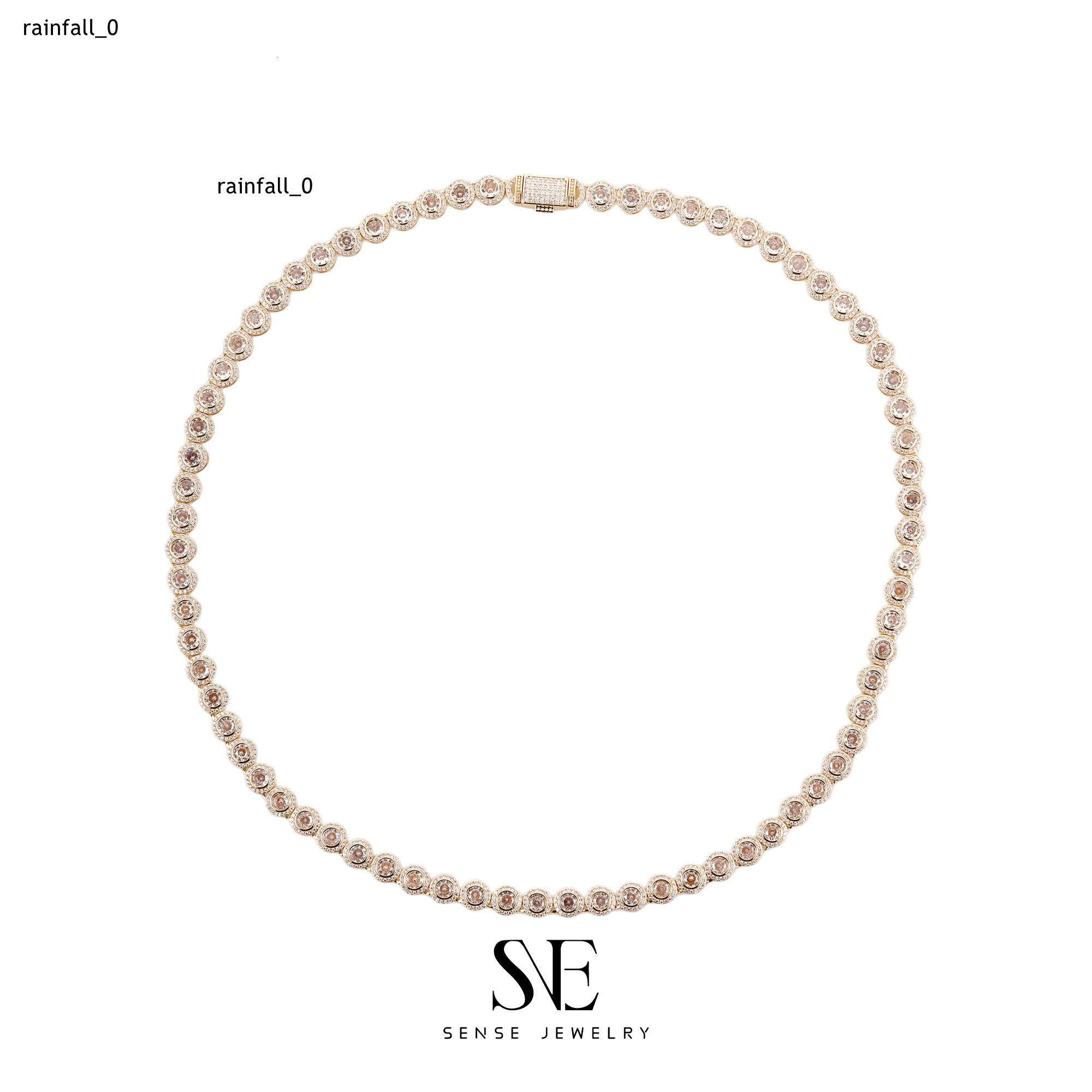 Womens 925 Sterling Silver Hip Hop Style Tennis Necklace Set Moissanite Round Design Link Chain