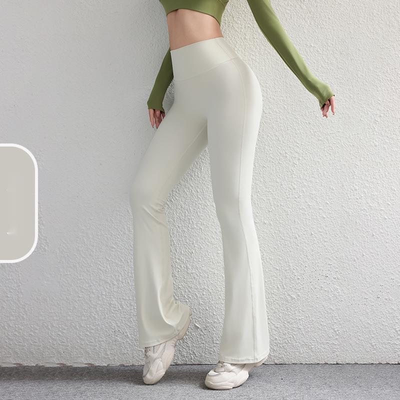 High Waist Yoga Flared Pants Quick-Dry Super Elastic Double-Sided Brushed Peach Hip Lift Wide-Leg Pants Fitness Pants