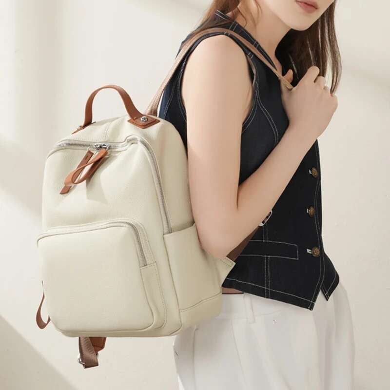 Toptrends 100% Cow Genuine Leather Backpack For Women 2025 Designer Travel Commuting Daypack College Girls School Bags