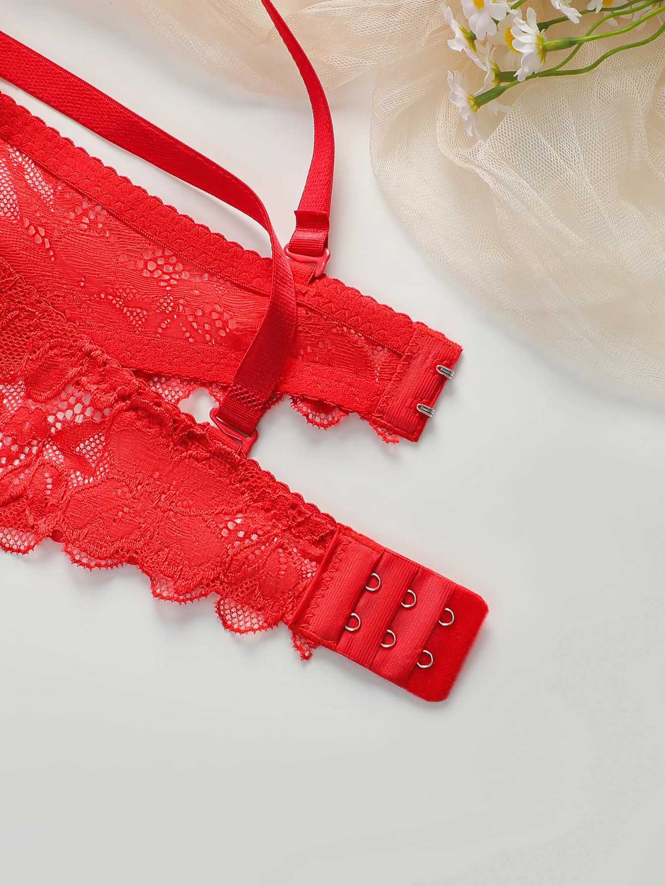 Red Lingerie lace cotton cup 2-piece set sexy and white toned lingerie set womens underwear set J3431XJ251106