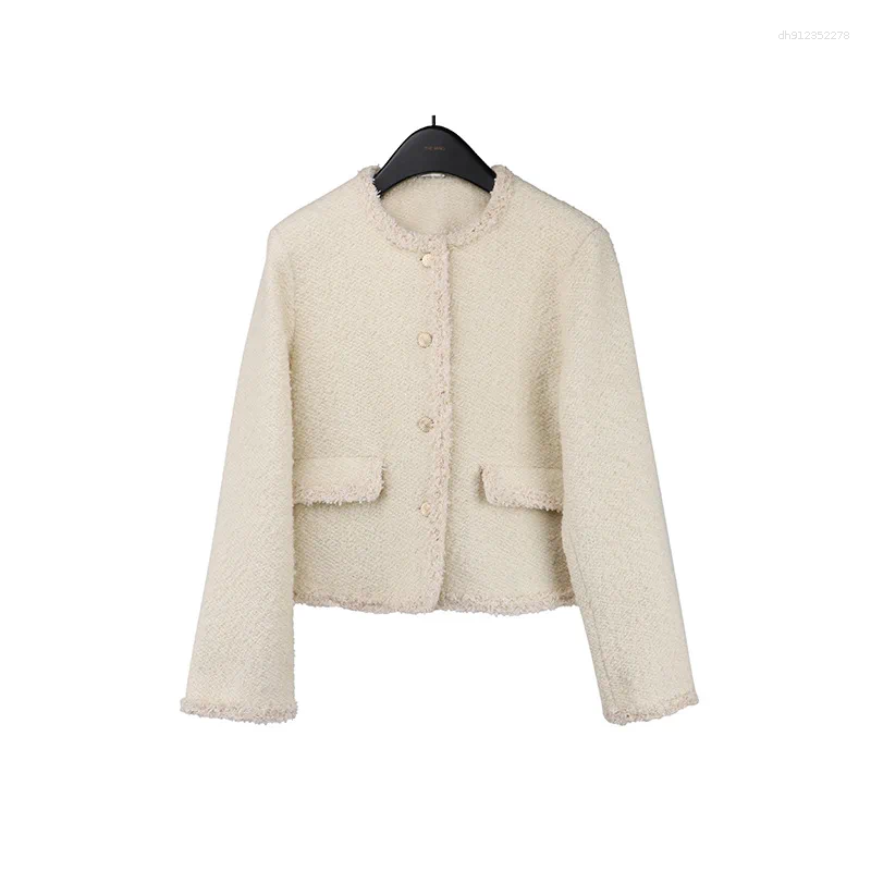 Women's Jackets Elegant Short Woolen Coat Single Button Chic Style Autumn Winter Arrival For Petite Women Comfortable Casual