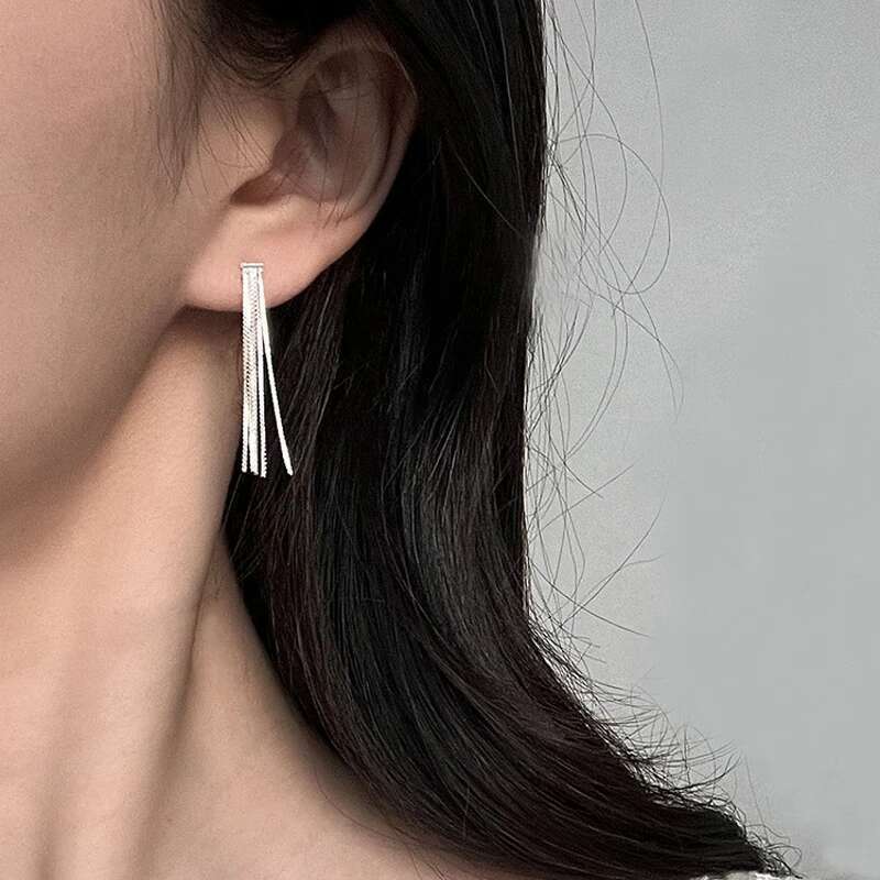 Simple Version S Dense Snake Bone Tassel Drop Earrings Women Golden Sier Color Party Fine Jewelry Girl Gift Wholesal