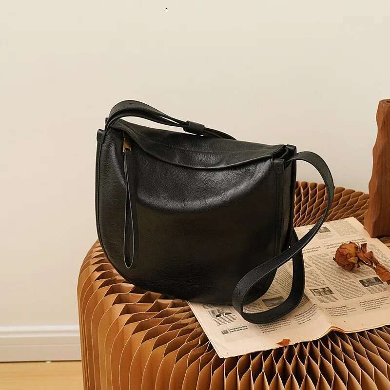 Johnature Genuine Leather Women's Bag 2025 New Solid Color Simple Soft Cowhide Handmade Shoulder Crossbody Bags