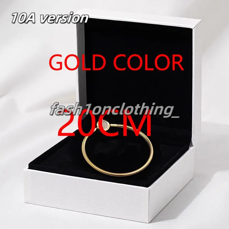 Sparkling Gold Crown O Snake Chain pandoracharm Bracelet Sterling Silver Charm Set pandor bracelets Pandoracharm Women Wedding Jewelry Golden With Retail Box 916