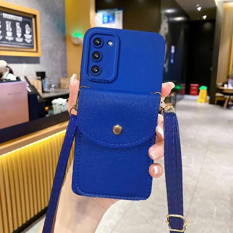 S24ultra S 24 23 22 Crossbody Card Slot Bag Holder Case For Samsung Galaxy S24 S23 S22 S20 S21 Plus Ultra Fe Cord Silicone Cover