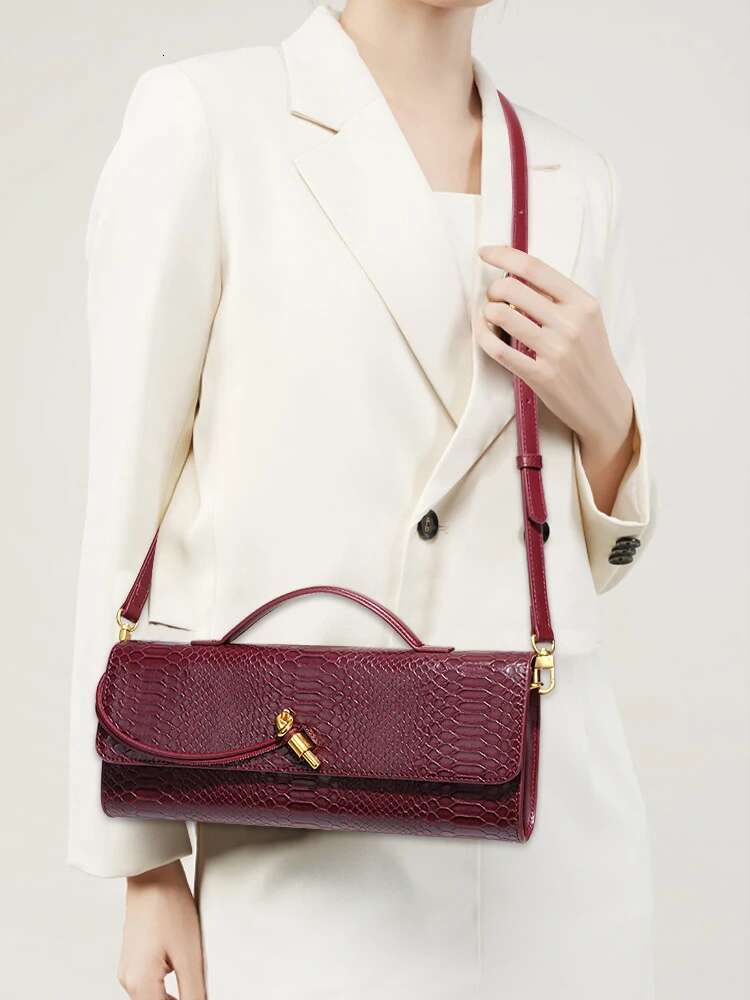 New Dinner Trendy Stone Pattern Retro One-Shoulder Crossbody Women's Hand Grab Bag Fashion Horizontal